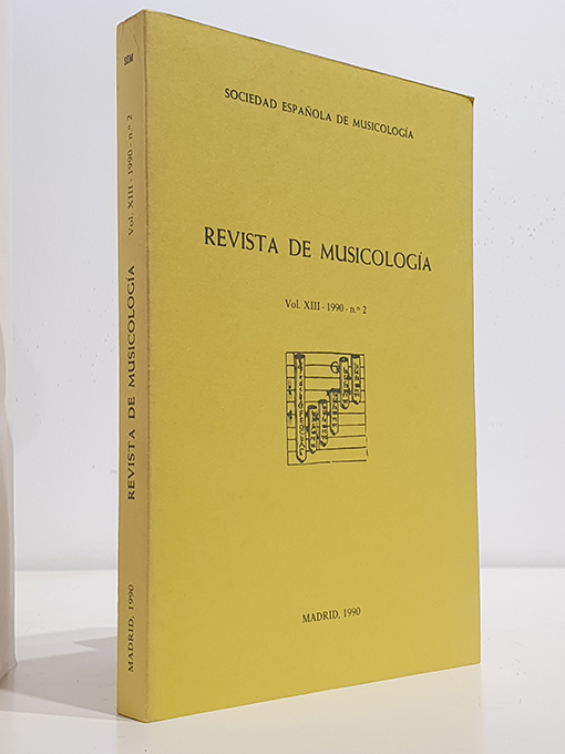Libro: Revista de Musicología, vol. XIII, 1990, nº 2. | Autor: | Libros Bosch