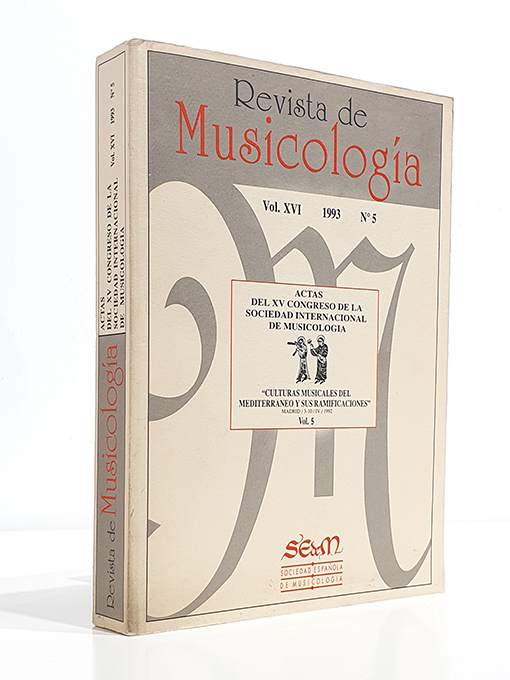 Libro: Revista de Musicología, vol. XVI, 1993, nº 5: Actas del XV Congreso de la Sociedad Internacional de Musicología, Madrid, 1992, "Culturas musicales del Mediterráneo", 5 Contenido: XIV: Polifonía profana (siglos XV-XVII); XV - XVI: Polifonía religiosa renacentista; XVII - XVIII: Polifonía española del Renacimiento; XIX: Música religiosa del siglo XVII; XX: Música religiosa del siglo XVIII; XXI: Villancicos, cantatas y oratorios en España; XXII: Cantata, oratorio y ópera en Italia; XXIII: Música escénica en la Europa del siglo XVII; XXIV: Música escénica francesa (siglos XVII-XVIII); XXV: Música escénica en la Europa del siglo XVIII. | Autor: | Libros Bosch
