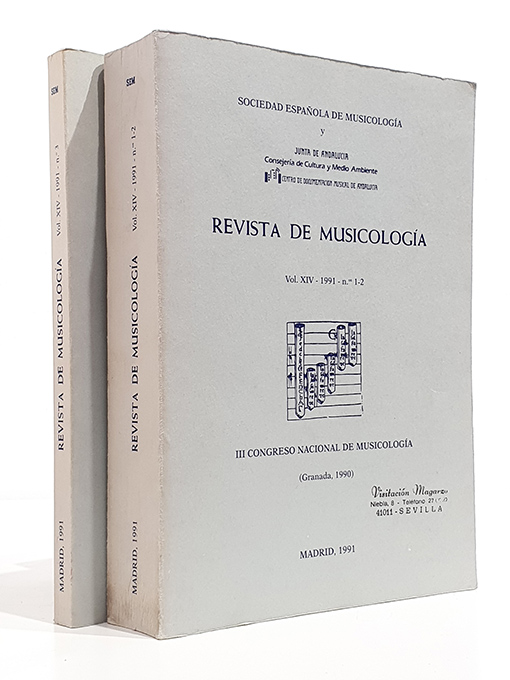 Revista de Musicología Vol. XIV - 1991 - Nº 3 | Libros Antiguos | Libros Bosch Libro: Revista de Musicología Vol. XIV - 1991 - Nº 3 | Autor: | Libros Bosch