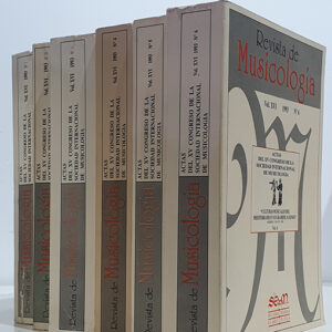 Revista de Musicología, vol. XVI, 1993, Nos. 1, 2, 3, 4, 5 y 6. Actas del XV Congreso de la Sociedad Internacional de Musicología, Madrid, 1992, "Culturas musicales del Mediterráneo".  Study Session / Sesión de estudio I: La publicación de la música en el mundo ibérico - -Study Session / Sesión de estudio II: Procesos musicales interculturales y sus resultados: Iberia y América -- Study Session / Sesión de estudio III: Intercambios italo-íbéricos en la música instrumental del siglo XVIII -- Study Session / Sesión de estudio IV: Cambios en las tradiciones musicales profanas del Norte de África actual y del Oriente mediterráneo -- Study Session / Sesión de estudio V: Elementos griegos antiguos en las tradiciones musicales posteriores. In memoriam Otto Gombosi (1902-1955) --  Study Session / Sesión de estudio VI: La difusión de los instrumentos de cuerda: Norte de África, Península Ibérica y Nuevo Mundo  --  Study Session / Sesión de estudio VII: Croacia mediterránea y la cultura musical europea desde la Edad Media hasta 1800 --  Study Session / Sesión de estudio VIII: Texto y música en los cancioneros españoles y portugueses en torno a 1500  --  Study Session / Sesión de estudio IX: Texto y música en el motete medieval  --  Study Session / Sesión de estudio X: Tradiciones musicales litúrgicas y profanas de los judíos durante el período post-exilio (1492-1992)  --  Study Session / Sesión de estudio XI: La vida musical en el siglo XIX. La prensa contemporánea y la historia musical  -  Study Session / Sesión de estudio XII: Historia de la música balcánica en los siglos XVII y XVIII  -  Study Session / Sesión de estudio XIII: Relación entre la  investigación histórico-musical y la etnomusicología en Latinoamérica  --  Study Session / Sesión de estudio XIV: Liszt y la música mediterránea.