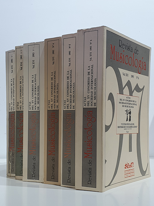 Libro: Revista de Musicología, vol. XVI, 1993, Nos. 1, 2, 3, 4, 5 y 6. Actas del XV Congreso de la Sociedad Internacional de Musicología, Madrid, 1992, "Culturas musicales del Mediterráneo". Study Session / Sesión de estudio I: La publicación de la música en el mundo ibérico - -Study Session / Sesión de estudio II: Procesos musicales interculturales y sus resultados: Iberia y América -- Study Session / Sesión de estudio III: Intercambios italo-íbéricos en la música instrumental del siglo XVIII -- Study Session / Sesión de estudio IV: Cambios en las tradiciones musicales profanas del Norte de África actual y del Oriente mediterráneo -- Study Session / Sesión de estudio V: Elementos griegos antiguos en las tradiciones musicales posteriores. In memoriam Otto Gombosi (1902-1955) -- Study Session / Sesión de estudio VI: La difusión de los instrumentos de cuerda: Norte de África, Península Ibérica y Nuevo Mundo -- Study Session / Sesión de estudio VII: Croacia mediterránea y la cultura musical europea desde la Edad Media hasta 1800 -- Study Session / Sesión de estudio VIII: Texto y música en los cancioneros españoles y portugueses en torno a 1500 -- Study Session / Sesión de estudio IX: Texto y música en el motete medieval -- Study Session / Sesión de estudio X: Tradiciones musicales litúrgicas y profanas de los judíos durante el período post-exilio (1492-1992) -- Study Session / Sesión de estudio XI: La vida musical en el siglo XIX. La prensa contemporánea y la historia musical - Study Session / Sesión de estudio XII: Historia de la música balcánica en los siglos XVII y XVIII - Study Session / Sesión de estudio XIII: Relación entre la investigación histórico-musical y la etnomusicología en Latinoamérica -- Study Session / Sesión de estudio XIV: Liszt y la música mediterránea. | Autor: | Libros Bosch