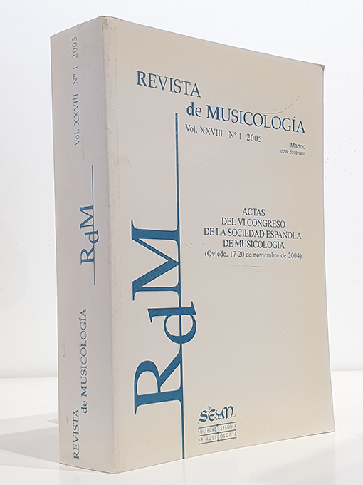 Libro: Musicología, vol. XXVIII, 2005, nº 1: Actas del VI Congreso de la Sociedad Española de Musicología PRÓLOGOMariano LAMBEA DISCURSO INAUGURALRosario ÁLVAREZ MESA IPonente: Carlos VILLANUEVAMusicología e interpretación musical Comunicaciones-Juan Carlos ASENSIO PALACIOS: La ornamentación del canto llano, el canto eugeniano y las melodías «mozárabes» de los cantorales de Cisneros-Josemi LORENZO ARRIBAS: ¿Una atribución a una compositora castellana de principios del siglo XIV? Nuevas interpretaciones para una polémica en torno al Códice de Las Huelgas-Mercedes CASTILLO FERREIRA: El ceremonial de «La Salve de Nuestra Señora en los sábados y en sus fiestas» (1632) en la Abadía del Sacromonte de Granada-Mónica GARCÍA VELASCO: Repertorio didáctico español en el marco de la enseñanza para cuerda en el Conservatorio de Madrid en el siglo XIX: obras para violín, violoncello y viola MESA IIPonente: María GEMBERO USTÁRROZEl patrimonio musical español y su gestión Comunicaciones-María SANHUESA FONSECA: La música en el Archivo Capitular de Oviedo (E: OV): una (re)catalogación-Rosa Mª CONDE LÓPEZ: La música litúrgica monódicA en la Catedral de Santander (ss. XVI al XIX)-Lorena LÓPEZ COBAS: Patrimonio musical inesperado: el caso del Archivo del Monasterio de San Paio de Antealtares de Santiago de Compostela-Marcos ANDRÉS VIERGE: Patrimonio musical de Navarra-Esther BURGOS BORDONAU: El patrimonio musical de la Biblioteca de la ONCE-Isabel SAAVEDRA ROBAINA - Lothar SIEMENS HERNÁNDEZ: El asociacionismo musical en España: el camino hacia un marco legal-María Teresa DÍAZ MOHEDO: La Iglesia Colegial de Antequera y su capilla de música en la segunda mitad del siglo XVIII-María José DE LA TORRE MOLINA: Tradición e innovación en las capillas catedralicias españolas: las Constituciones de 1766 de la Capilla de Música de la Catedral de Málaga y su vigencia en el primer tercio del siglo XIX-Sandra MYERS BROWN: Las desamortizaciones eclesiásticas del siglo XIX en España y sus consecuencias sobre la música (Madrid y Toledo)-Esteban ELIZONDO IRIARTE: La obra para órgano de Luis Urteaga Iturrioz (1882-1960)-Lidia INSARRALDE: Los guitarreros españoles en la primera mitad del siglo XVIII: la vida de la corporación y la transmisión del saber-Germán LABRADOR LÓPEZ DE AZCONA: La datación de la obra de G. Brunetti (1744-1798): una propuesta de cronología comparada-Judith ORTEGA: Repertorio musical en la casa de Benavente-Osuna. El «Yndice de música» de la condesa-duquesa de Benavente de 1824-Juan Pablo FERNÁNDEZ-CORTÉS: El mecenazgo musical de Mariano Téllez Girón, XII Duque de Osuna (1844-1882)-José Antonio OLIVER GARCÍA: Aproximación al teatro lírico en la Granada romántica (1832-1850)-Belén VARGAS LIÑÁN: La música en El Álbum Granadino: un periódico intelectual de mediados del siglo XIX-Aimée GUERRERO FERNÁNDEZ: Presencia cubana en la zarzuela española MESA IIIPonente: José Antonio GÓMEZ RODRÍGUEZReflexiones en torno a la historia de la Etnomusicología en España Comunicaciones-Miguel Ángel BERLANGA FERNÁNDEZ: El bajo Guárdame las vacas y las músicas tradicionales en el sureste español-Enrique CÁMARA DE LANDA: Algunos comentarios acerca de las actuales prácticas musicales en la provincia de Soria-Ana POZO NUEVO: El concepto de música celta en la cultura asturiana-Mª Esperanza CLARES CLARES: Bandas y música en la calle: una visión a través de la prensa en las ciudades de Murcia y Cartagena (1800-1875)-Francisco José GARCÍA GALLARDO: Música y Agrupaciones de Carnaval a finales del siglo XX en Andalucía Occidental. La revitalización festiva y el renacimiento del Carnaval-Mª Dolores GONZÁLEZ CANALEJO: Las canciones infantiles españolas desde la perspectiva de género (1900-1950)-María Jesús MARTÍN ESCOBAR: Transformaciones en la oralidad musical infantil-Susana MORENO FERNÁNDEZ: Propuestas metodológicas para el estudio de un movimiento de revival musical-Mª del Pilar BARRIOS MANZANO: Danza y ritual en la tradición extremeña MESA IVPonente: Ramón SOBRINOAnálisis musical. De las metodologías del análisis al análisis de las metodologías Comunicaciones-Pedro GONZÁLEZ CASADO: Hacia una revisión del método tradicional de análisis de la modalidad gregoriana: aplicación de modelos gráficos-Jordi RIFÉ I SANTALÓ: El motete Dixit Rex de Tomás Milans al monarca Luis I (1724)-Xavier DAUFÍ: Estudio de la estructura de las arias de los oratorios de Francesc Queralt (1740-1825)-Josefa MONTERO GARCÍA: La música de cámara de José Lidón (1748-1827)-María Encina CORTIZO RODRÍGUEZ: Análisis comparativo de las primeras óperas de Verdi y Solera, e Ildegonda de Arrieta-Víctor SÁNCHEZ SÁNCHEZ: Análisis de las primeras óperas de Conrado del Campo: entre Wagner y el nacionalismo-Gemma SALAS VILLAR: Análisis de la balada para piano y géneros afines en el piano romántico español-Yvan NOMMICK: La intertextualidad: un recurso fundamental en la creación musical del siglo XX-Julio OGAS: Identidad, hibridación y policentrismo. Una propuesta de análisis semiótico desde la música latinoamericana del siglo XX-Iván IGLESIAS: La hibridación musical en España como proyección de identidad nacionaI orientada al mercado: el jazz-flamenco-Elena TORRES CLEMENTE: Manuel de Falla y El retablo de maese Pedro: una reinterpretación del romance español | Autor: | Libros Bosch