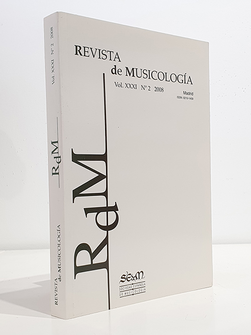 Libro: Revista de Musicología, vol. XXXI, 2008, nº 2 Artículos:- Zoila Vega Salvatierra: Maestros de capilla y organistas en la catedral de Arequipa en la época colonial- Lothar Siemens: El portugués Juan de Figueredo Borges (+ 1674), cantor y maestro de capilla en Canarias: un destacado compositor a la vera del navarro Miguel de Yoldi- Francisco Alfonso Valdivia Sevilla: Los cancioneros poéticos con cifra de rasgueado de la Biblioteca Nacional de España- Susana Sarfson: Hallazgo de la partitura de un Amable y Minuet en un expediente legal de 1799 de los Legajos de Esclavos del Archivo General de la Nación, en Buenos Aires- Paloma Otaola González: Oscar Esplá y el nacionalismo musical- María Palacios: Hacia la búsqueda de la belleza: aproximación analítica a la música del Grupo de los Ocho en la década de 1920- Juan Manuel López Marinas y Jaime Tortella: La Asociación de Cultura Musical (1922-1936). Boccherini en algunos de sus conciertos- Giovani Mendoza: La flauta travesera en la música de cámara venezolana de raíz tradicional o popular: una práctica moderna cargada de tradición Tesis doctorales- Susana Moreno Fernández: Aproximación al estudio de un cambio musical. Procesos registrados en las prácticas tradicionales del rabel en Cantabria- Isabel María Saavedra Robaina: Sociedades e instituciones musicales en las Canarias Orientales en las épocas Modena y Contemporánea- Marco Antonio de la Ossa Martínez: La música en la Guerra Civil española- José Miguel Sanz García: Miguel Asíns Arbó: Música y cinematografía. Análisis músico-visual de sus composiciones en la filmografía de Luis García Berlanga- Mª del Coral Morales Villar: Los tratados de canto en España durante el siglo xix: técnica vocal e interpretación de la música lírica Reseñas Bibliográficas- Jaime Tortella Casares (ed.) 24 documentos sobre Scarlatti en el Archivo Histórico de Protocolos de Madrid (Germán Labrador López de Azcona)- José Climent (ed.): Joan Cabanilles. Opera Omnia, vols. VIII y IX (Miguel Bernal Ripoll)- Josep-Joaquim Esteve y Cristina Menzel: La música a Mallorca: una aproximació històrica (Antoni Pizá)- Ana Vega Toscano: Fantasía cinematográfica. Vol. 1 (Nuria González)- Owen Rees y Bernadette Nelson (ed.): Cristóbal de Morales. Sources, Influences, Reception (Juan Ruiz Jiménez)- Luisa Morales (ed.): Cinco Siglos de Música de Tecla Española - Actas de los Symposia FIMTE 2002-2004/ Five Centuries of Spanish Keyboard Music - Procedings of FIMTE Symposia 2002-2004 (Gerhard Doderer)- María Palacios Nieto: La renovación musical en Madrid durante la dictadura de Primo de Rivera. El grupo de los ocho (1921-1931) (Víctor Sánchez Sánchez)- Juan Ruiz Jiménez: La Librería de canto de órgano. Creación y pervivencia del repertorio del Renacimiento en la actividad musical de la Catedral de Sevilla (Carmen Julia Gutiérrez)- José Sierra Pérez (ed.): Antonio Soler (1729-1783). Super flumina Babylonia (Daniel S. Vega Cernuda)- Ramón Barce Benito (Madrid, 1929-2008). In Memoriam (Álvaro Zaldíver Gracía)- Centre Robert Gerhard de lAuditori de Barcelona. Centre per a la promoció i difusió del patrimoni musical català (Josep Dolcet y Mariano Lambea)- Creación de la "Sociedad Sor. Barcelona" (Josep Dolcet)- IX Simposium Internacional de Música de Tecla Española "Diego Fernández" FIMTE 2008 (Walter A. Clark)- IV Simposio "La Creación Musical en la Banda Sonora" (Judith Helvia García Martín)- Curso de Historiografía Musical "Antonio Eximeno (1729-1808): Ámbitos del discurso sobre la música en la Europa Ilustrada" (Alberto Hernández Mateos) | Autor: | Libros Bosch